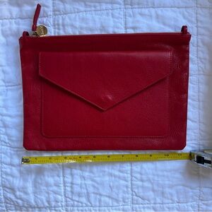 CLARE V cherry red Clem clutch NWOT